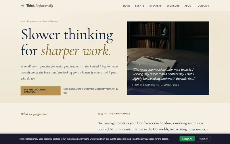 Think Professionally homepage screenshot
