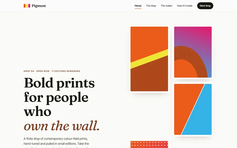 Pigment homepage screenshot