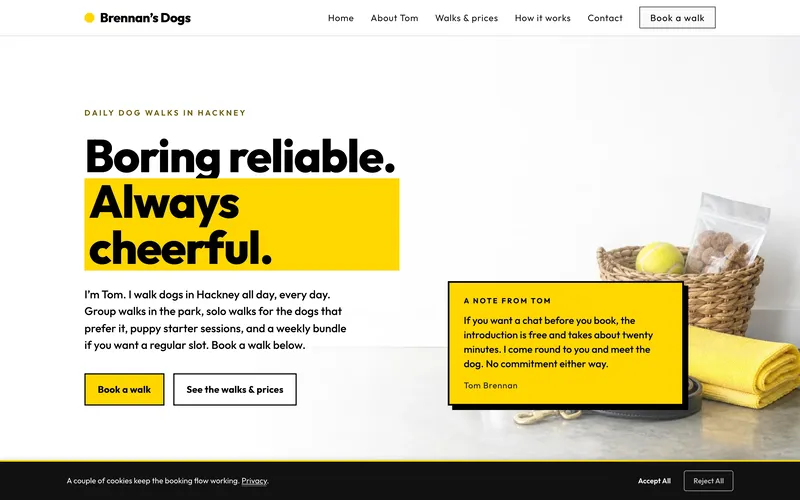 Brennan's Dogs homepage screenshot