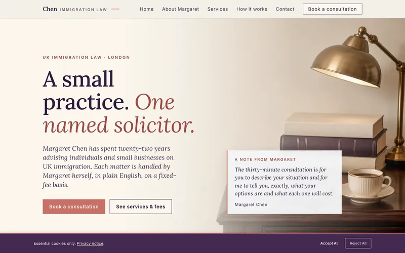 Chen Immigration Law homepage screenshot