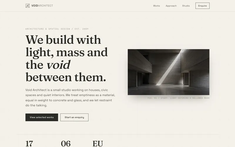 Void Architect homepage screenshot